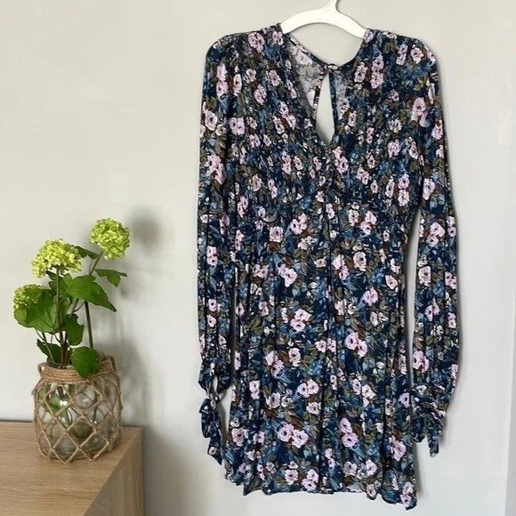 wild fable blue floral dress Fable Block Printed Midi Dress  SPELL